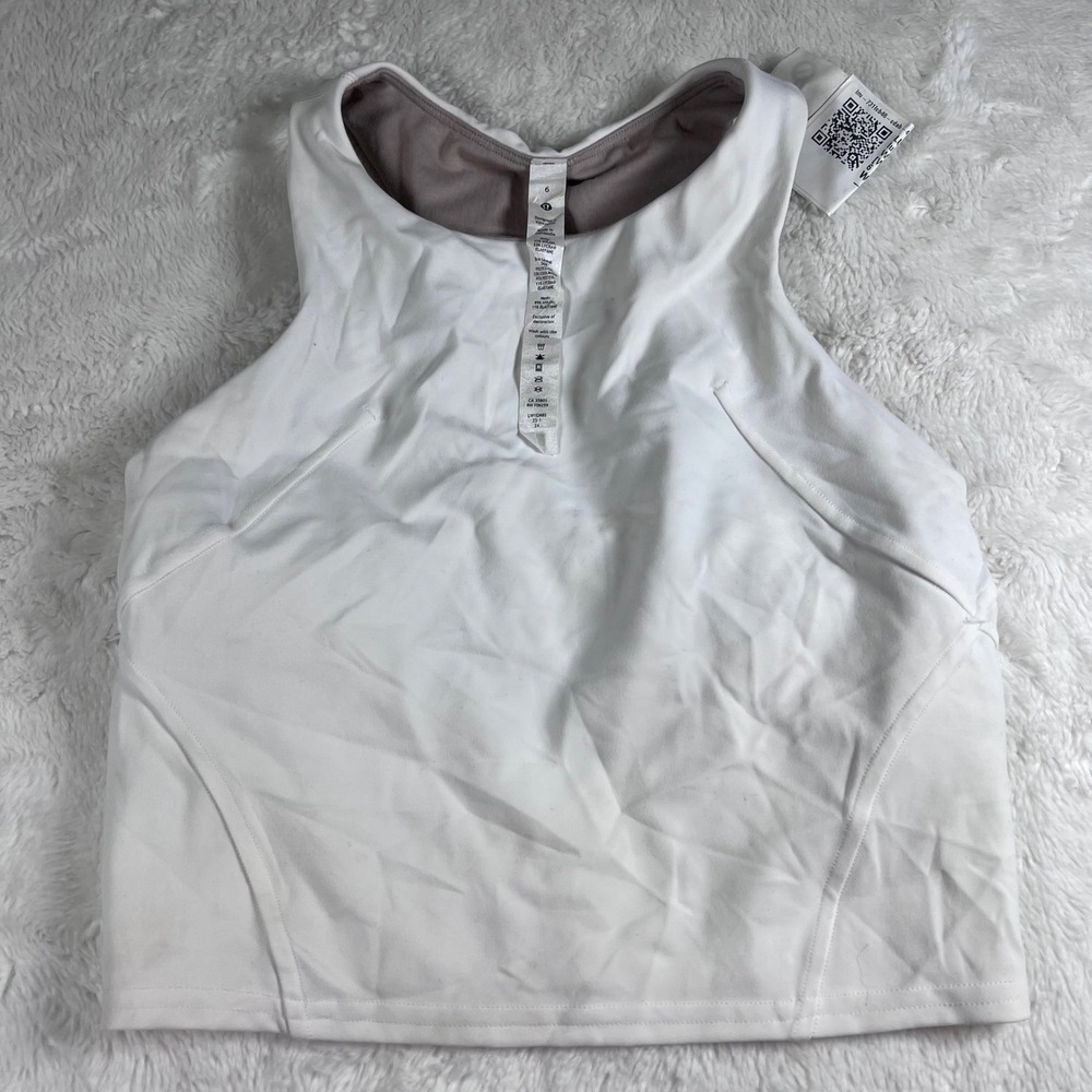 Lululemon Women's Athletica‎ White Racerback Tank Top Size 6 Good Condition